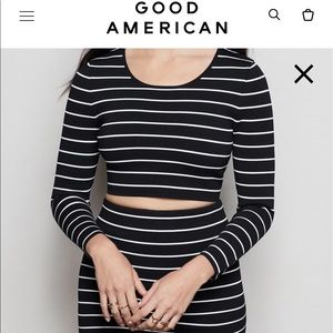 Good American black and white striped crop top
